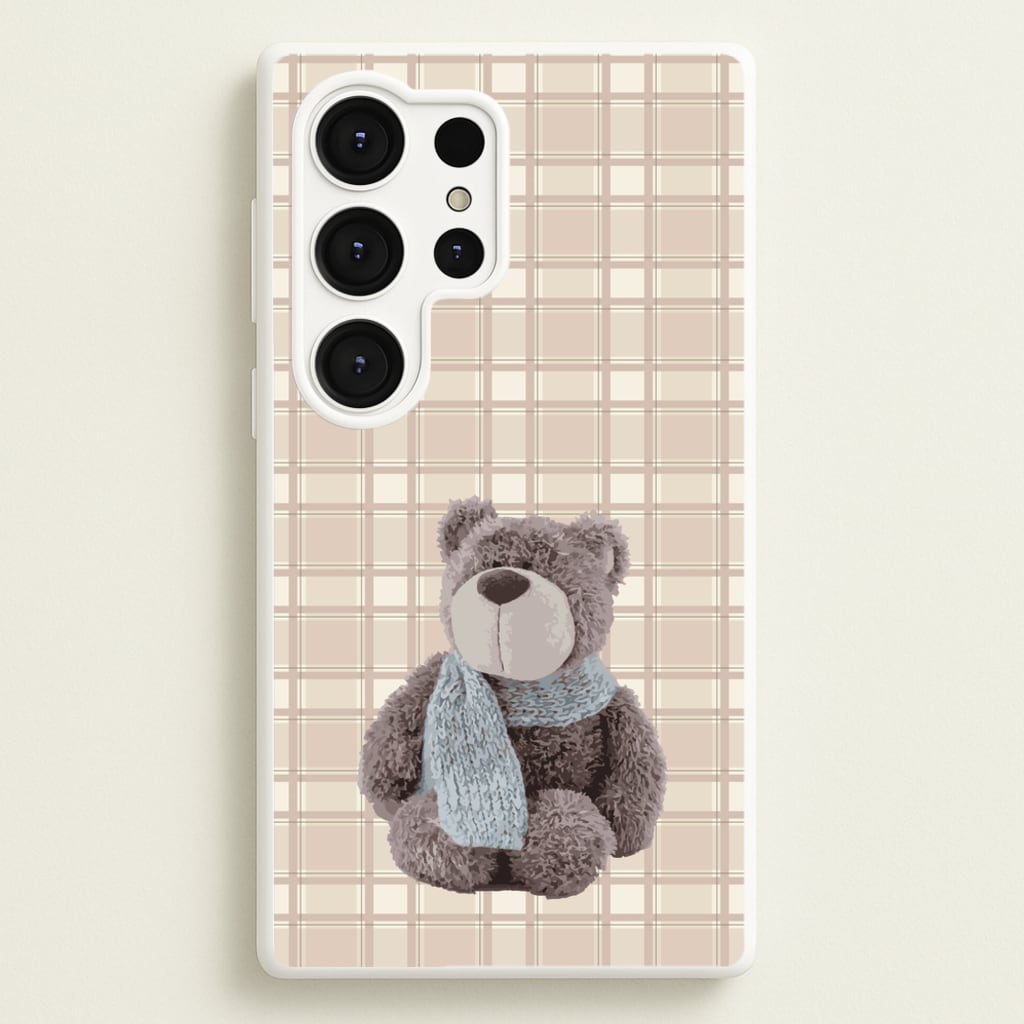 Tartan Teddy Bear - Clean Girl Aesthetic Phone Case for Galaxy S25 Ultra