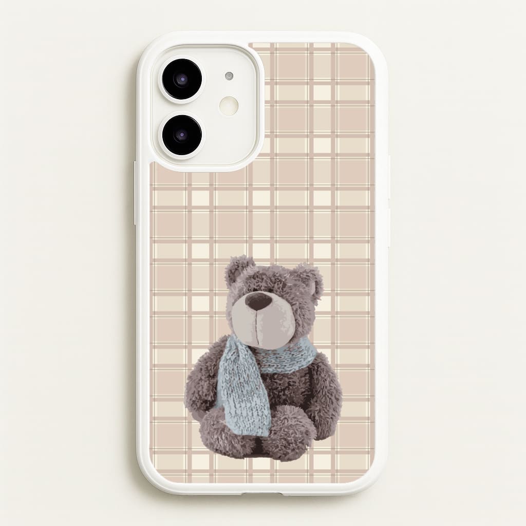 Tartan Teddy Bear - Clean Girl Aesthetic Phone Case for iPhone 12 / 12 Pro
