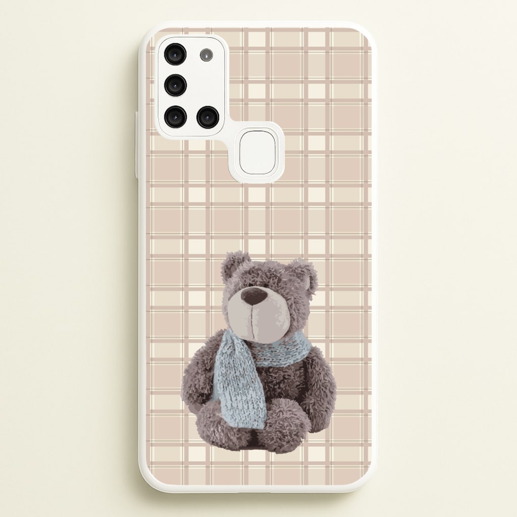 Tartan Teddy Bear - Clean Girl Aesthetic Phone Case for Galaxy A21s