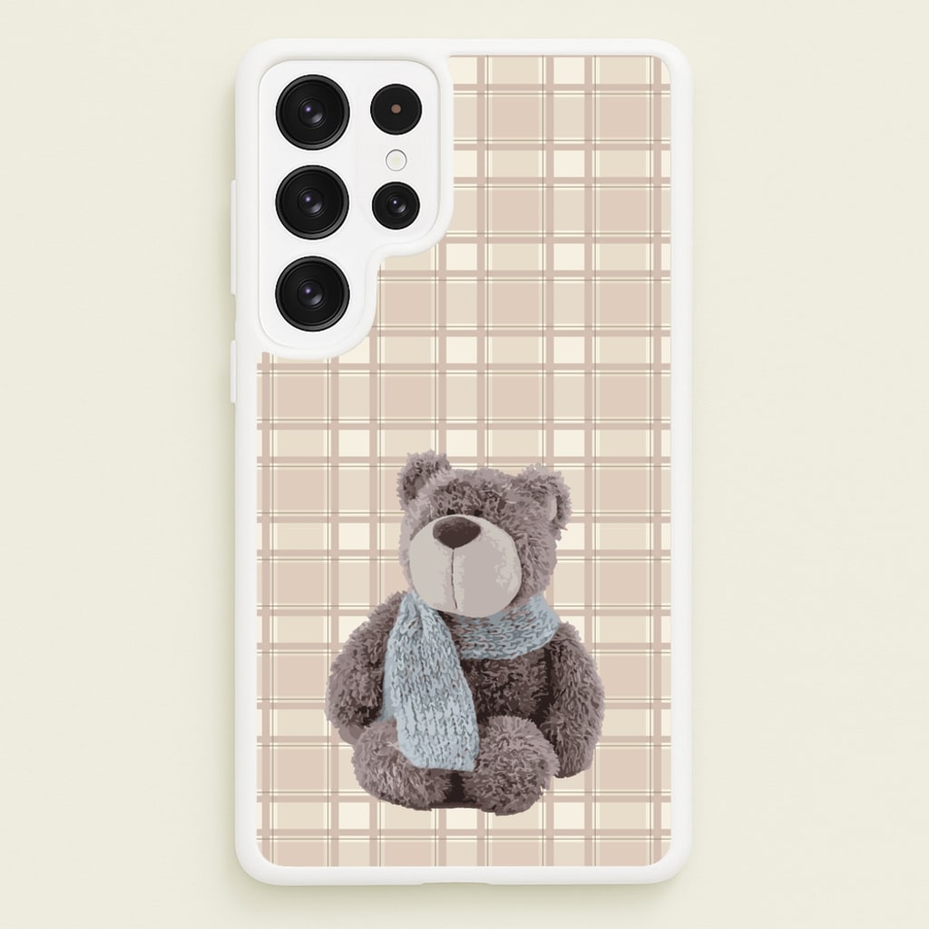 Tartan Teddy Bear - Clean Girl Aesthetic Phone Case for Galaxy S22 Ultra