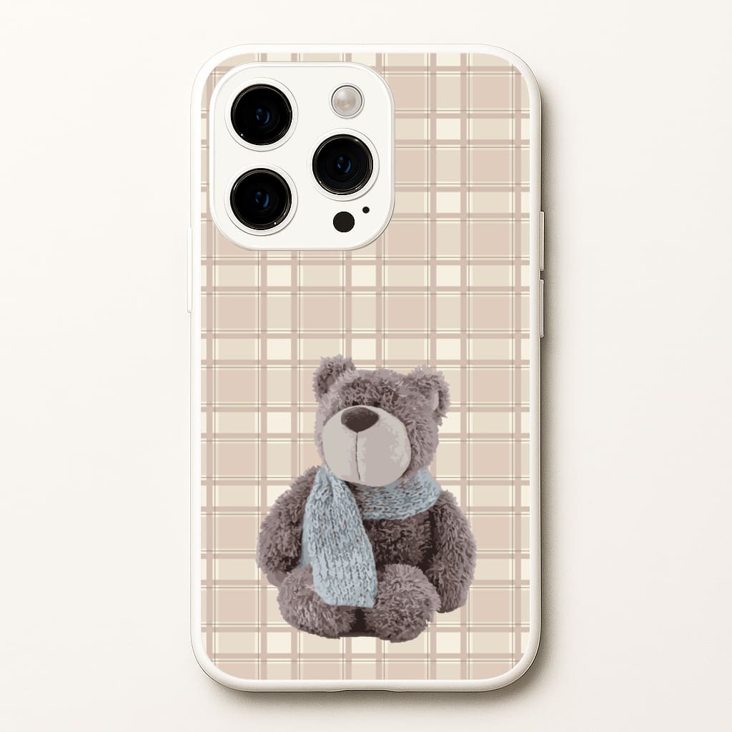 Tartan Teddy Bear - Clean Girl Aesthetic Phone Case for iPhone 15 Pro