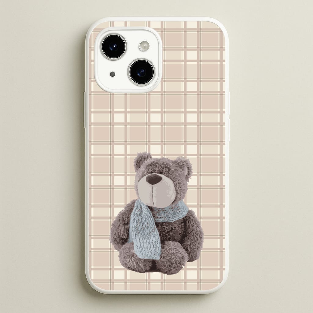 Tartan Teddy Bear - Clean Girl Aesthetic Phone Case for iPhone 15
