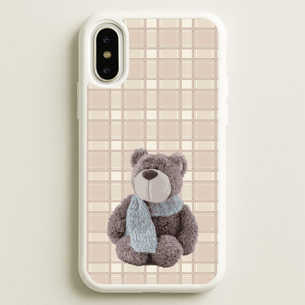 Tartan Teddy Bear - Clean Girl Aesthetic Phone Case for iPhone X / XS
