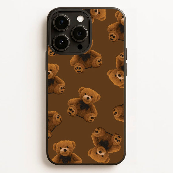 Cute Brown Bear Pattern - Clean Girl Aesthetic Phone Case for iPhone 16 Pro Max
