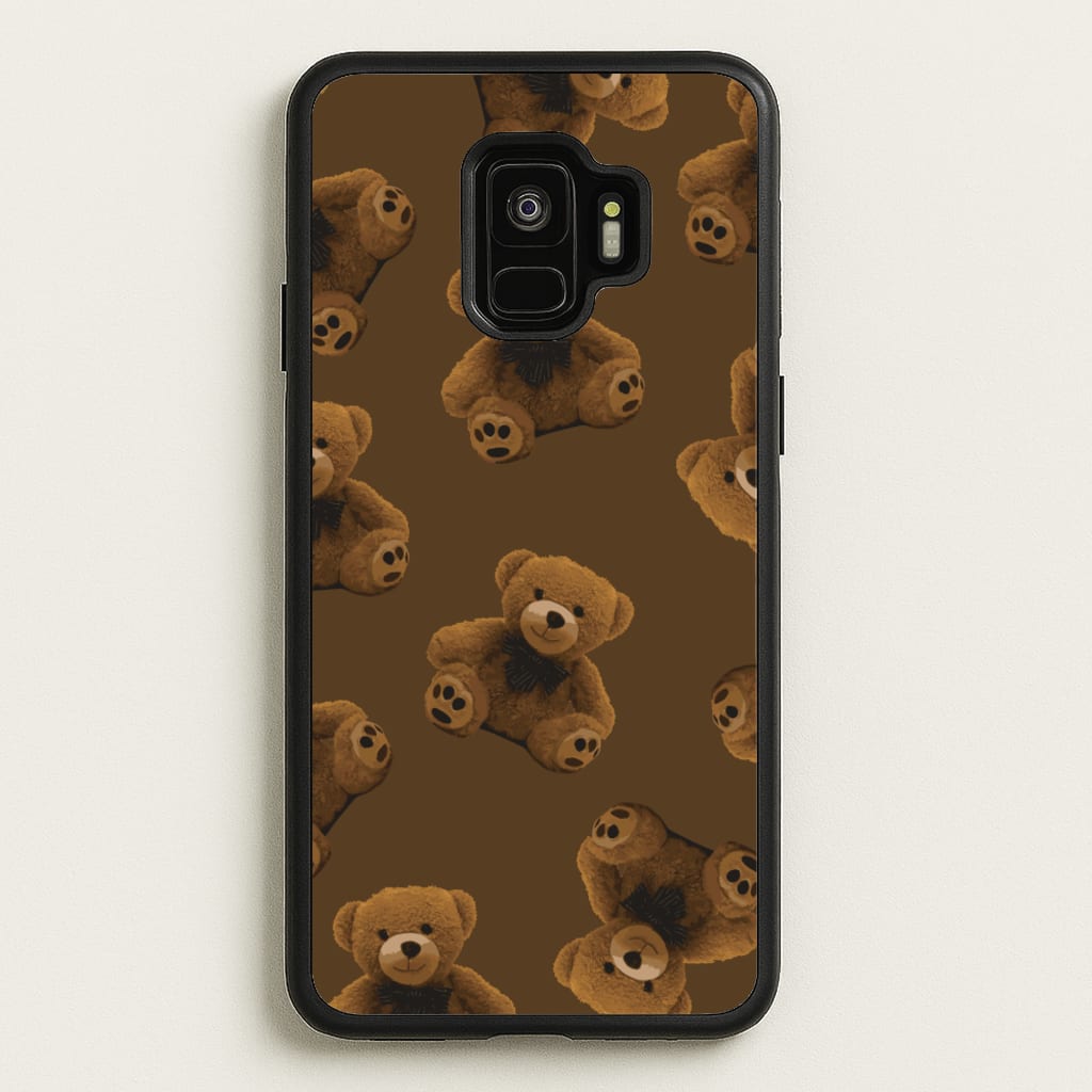 Cute Brown Bear Pattern - Clean Girl Aesthetic Phone Case for Galaxy S9