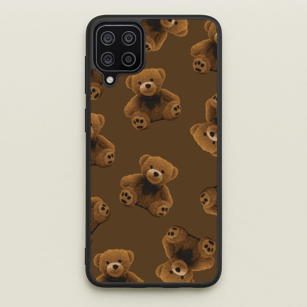 Cute Brown Bear Pattern - Clean Girl Aesthetic Phone Case for Galaxy A12
