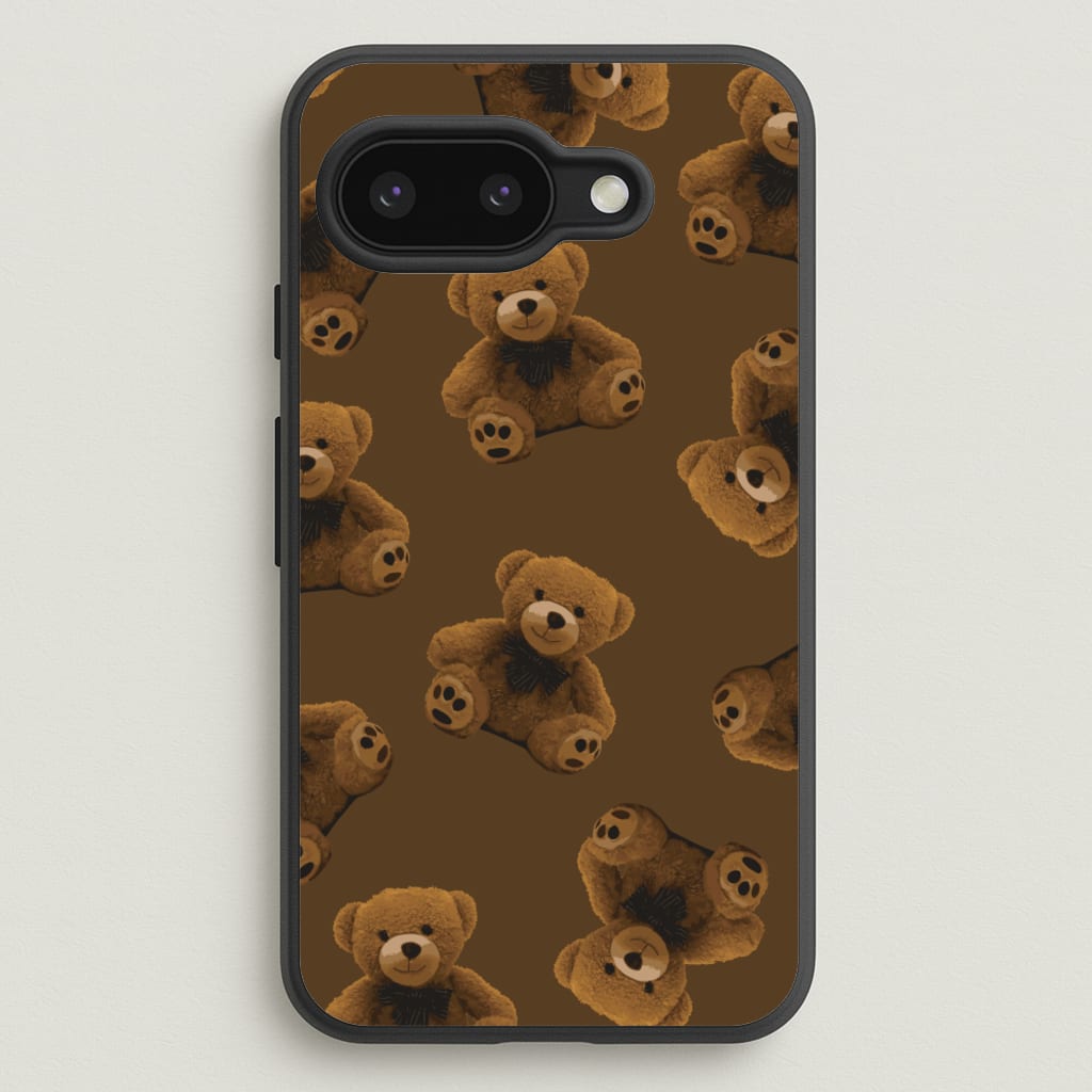 Cute Brown Bear Pattern - Clean Girl Aesthetic Phone Case for Google Pixel 9a