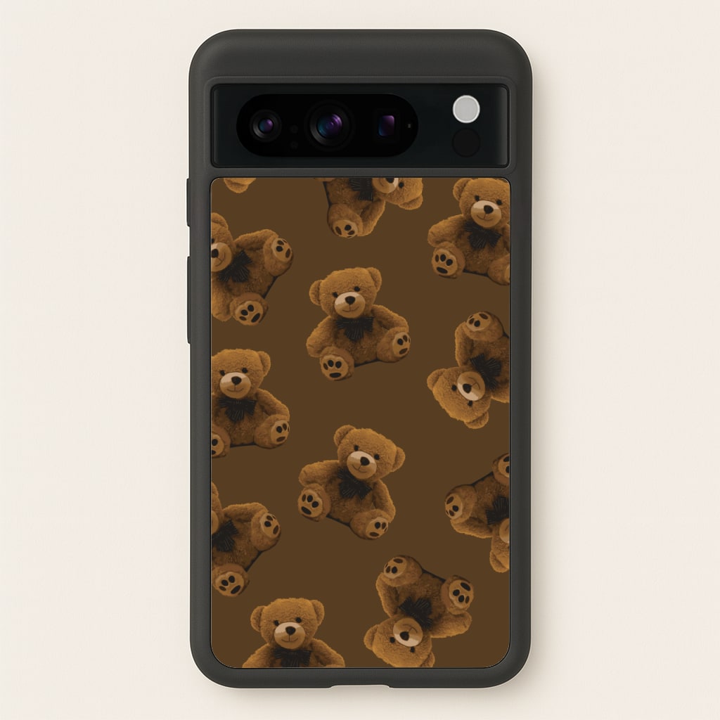 Cute Brown Bear Pattern - Clean Girl Aesthetic Phone Case for Google Pixel 8 Pro