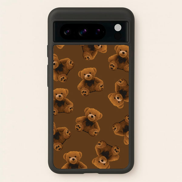 Cute Brown Bear Pattern - Clean Girl Aesthetic Phone Case for Google Pixel 8 Pro