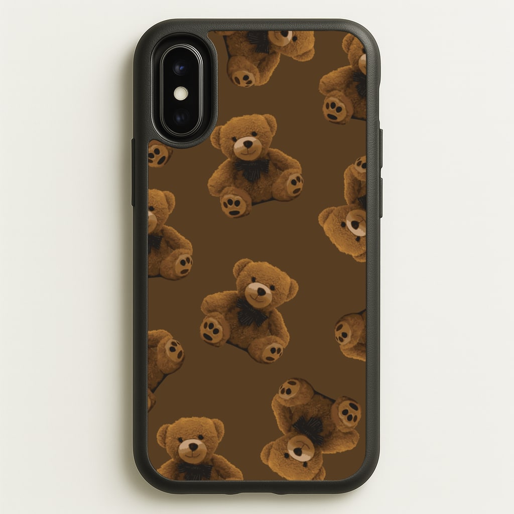 Cute Brown Bear Pattern - Clean Girl Aesthetic Phone Case for iPhone X / XS