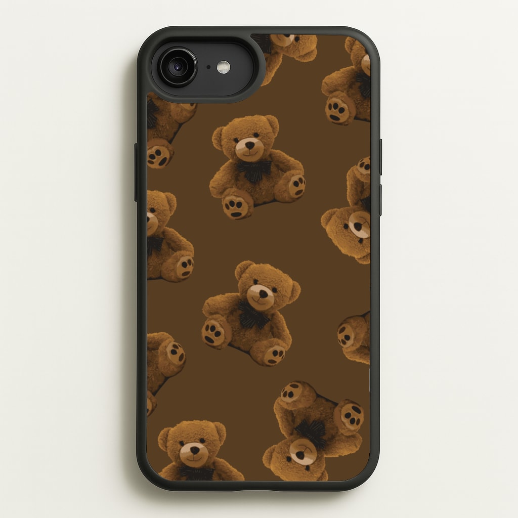 Cute Brown Bear Pattern - Clean Girl Aesthetic Phone Case for iPhone 6 Plus / 7 Plus / 8 Plus