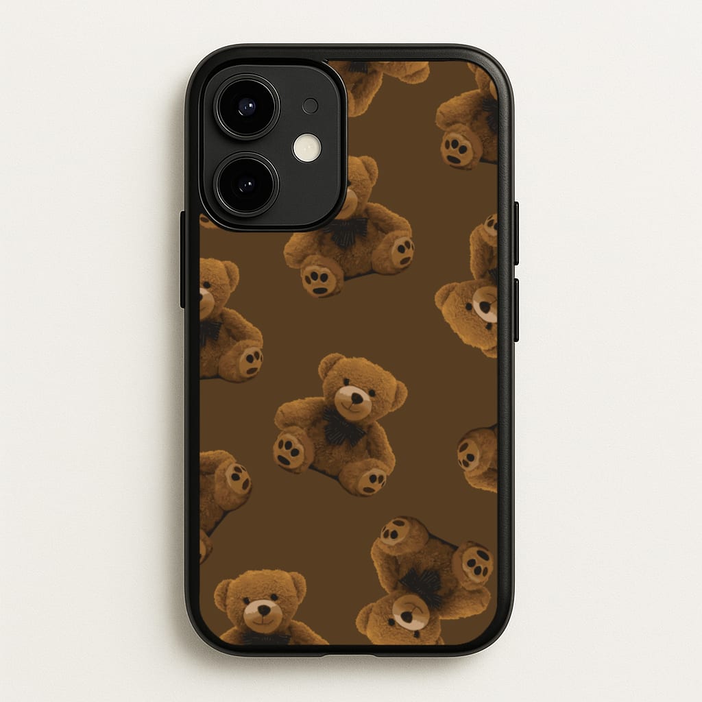 Cute Brown Bear Pattern - Clean Girl Aesthetic Phone Case for iPhone 12 / 12 Pro