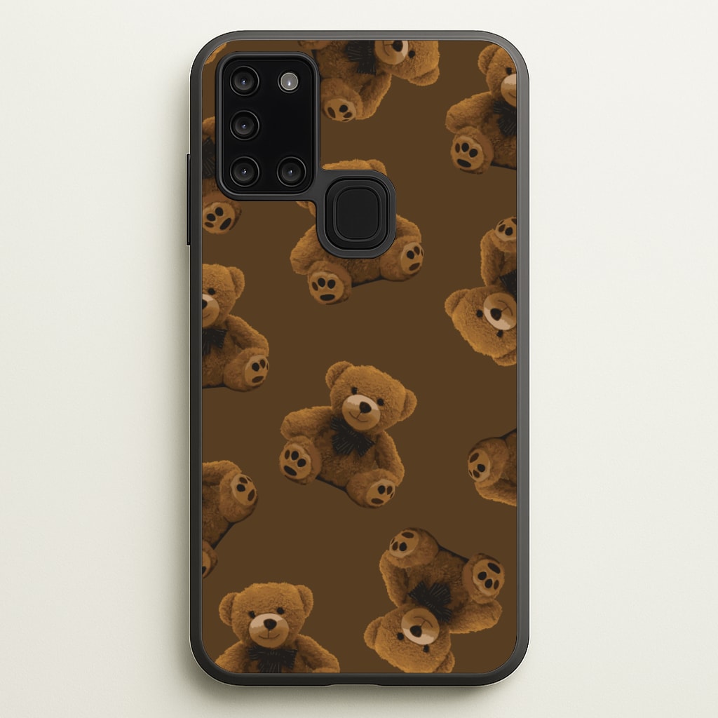 Cute Brown Bear Pattern - Clean Girl Aesthetic Phone Case for Galaxy A21s