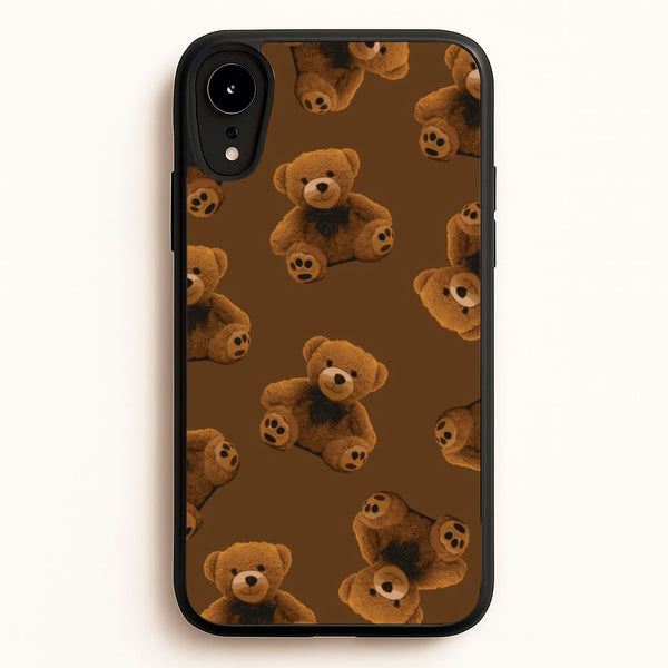Cute Brown Bear Pattern - Clean Girl Aesthetic Phone Case for iPhone XR