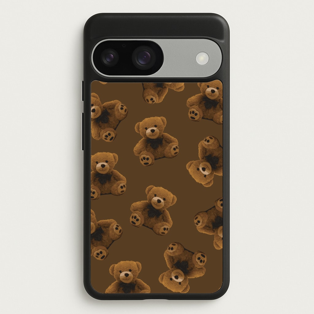 Cute Brown Bear Pattern - Clean Girl Aesthetic Phone Case for Google Pixel 9 / 9 Pro