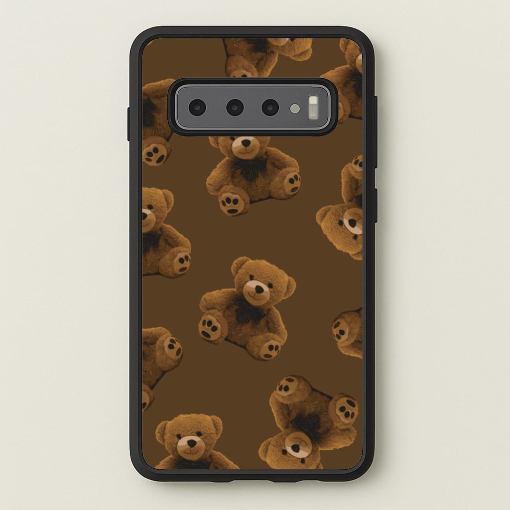 Cute Brown Bear Pattern - Clean Girl Aesthetic Phone Case for Galaxy S10 Plus