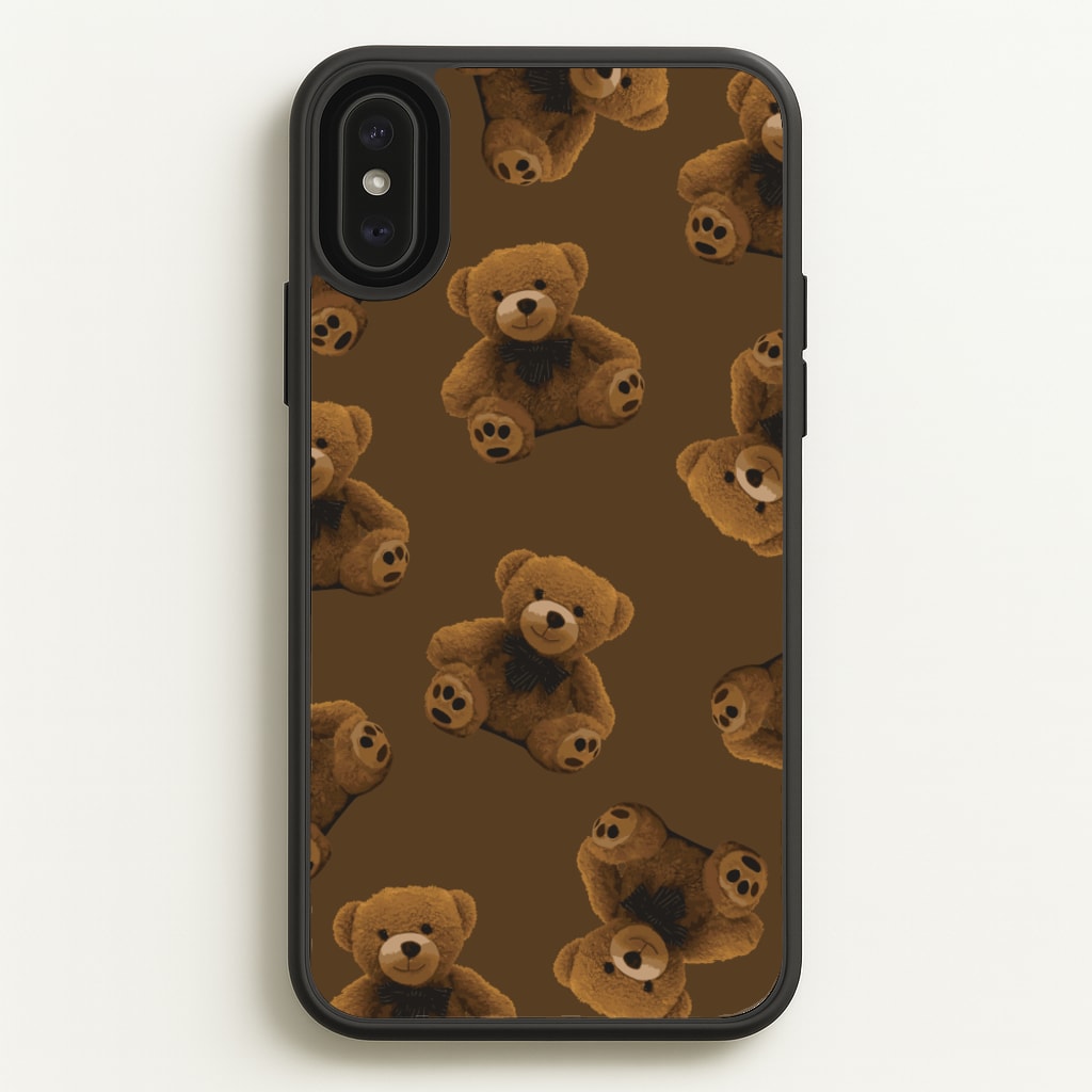 Cute Brown Bear Pattern - Clean Girl Aesthetic Phone Case for iPhone XS Max