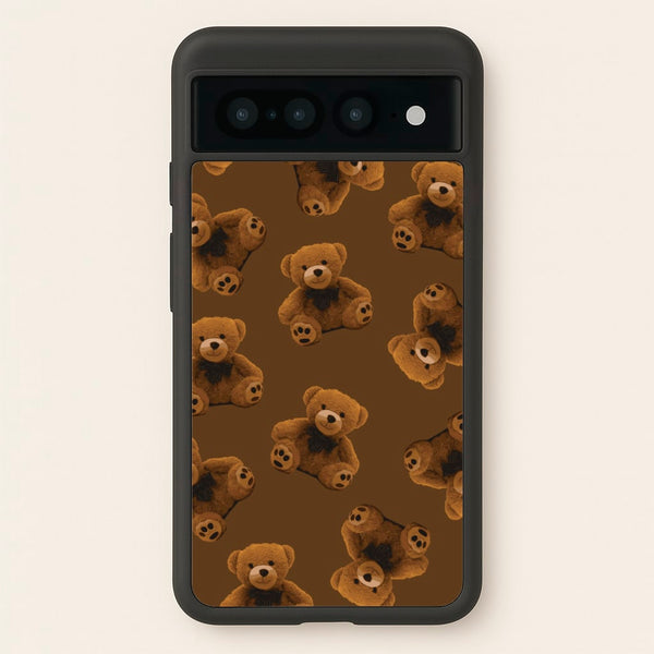 Cute Brown Bear Pattern - Clean Girl Aesthetic Phone Case for Google Pixel 7 Pro