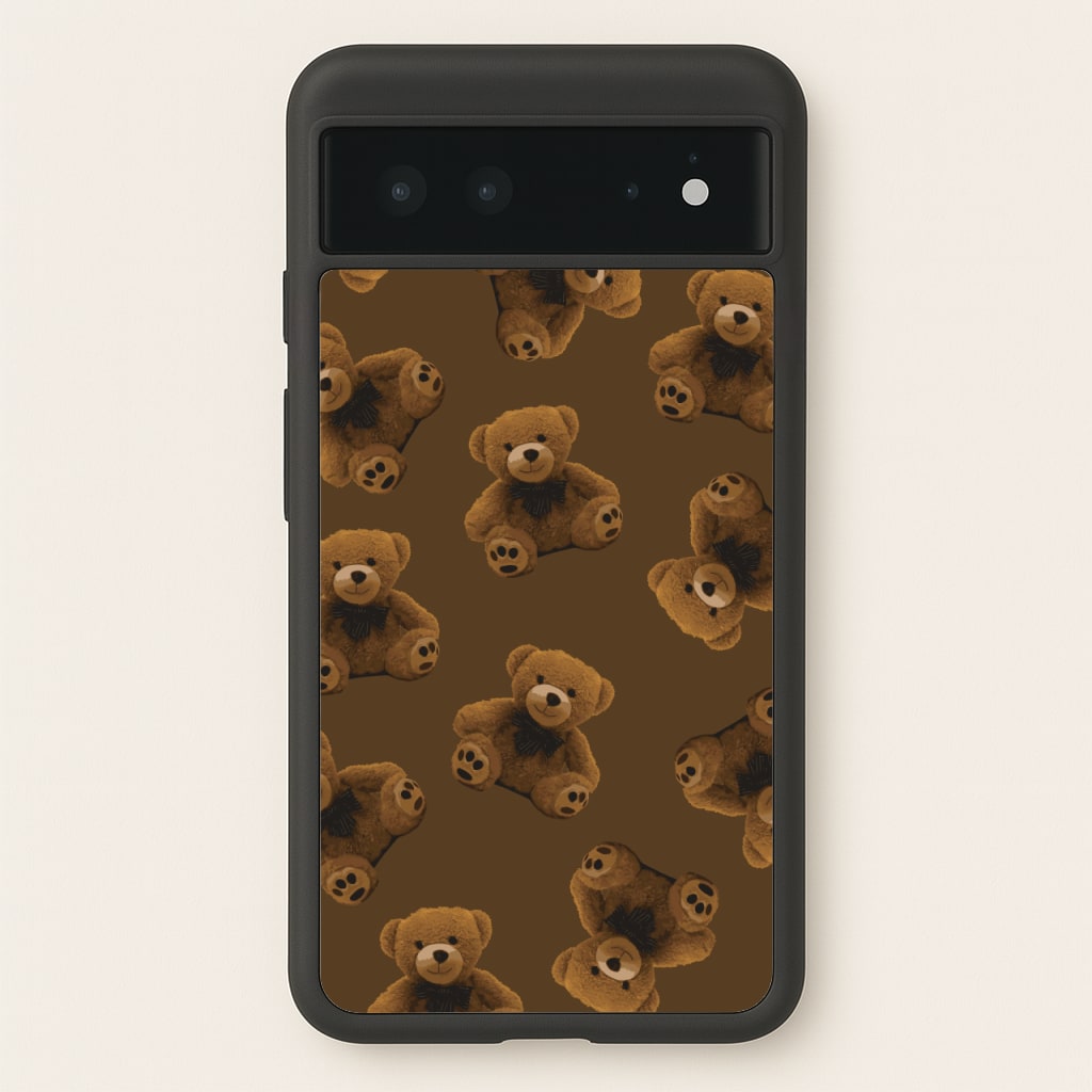 Cute Brown Bear Pattern - Clean Girl Aesthetic Phone Case for Google Pixel 6