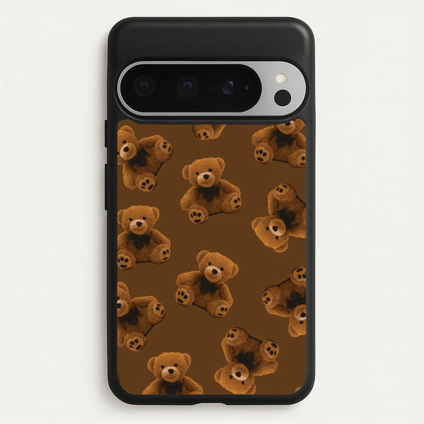 Cute Brown Bear Pattern - Clean Girl Aesthetic Phone Case for Google Pixel 9 Pro XL