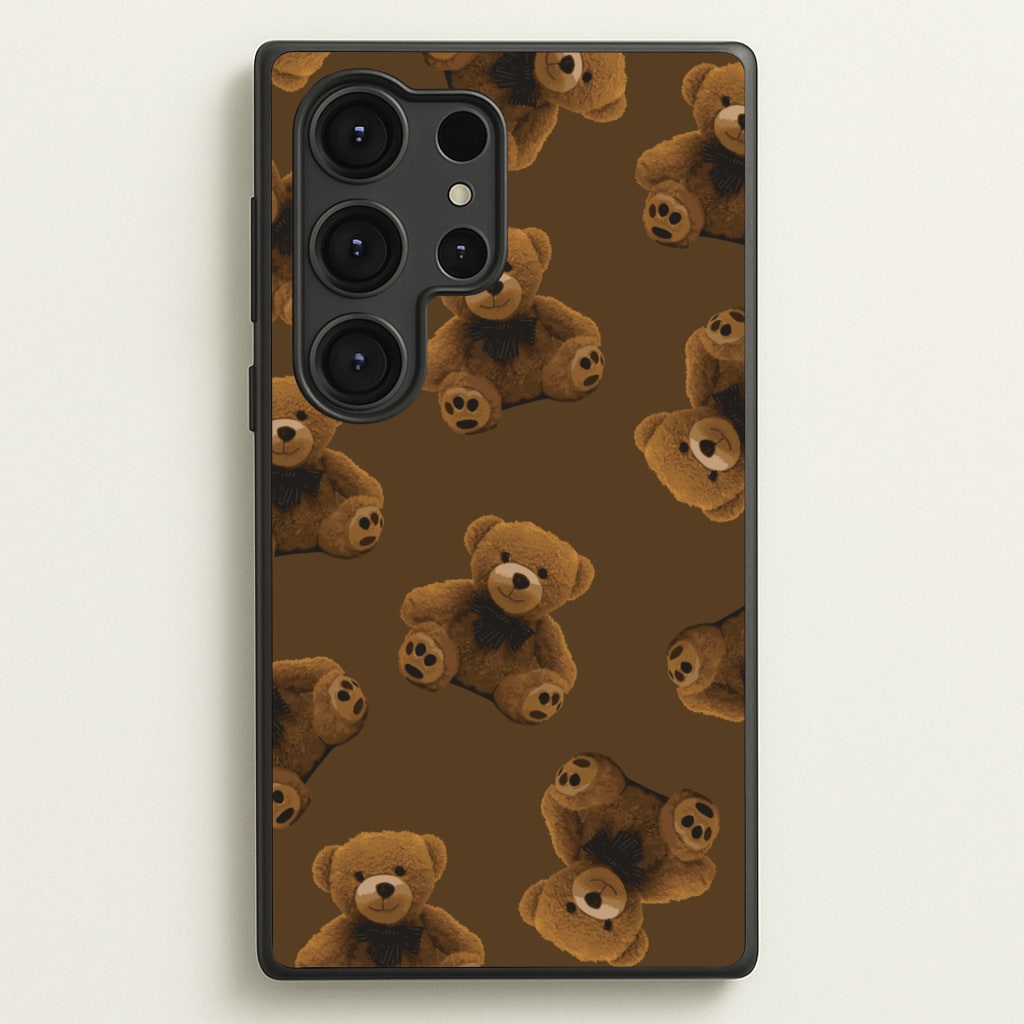 Cute Brown Bear Pattern - Clean Girl Aesthetic Phone Case for Galaxy S25 Ultra
