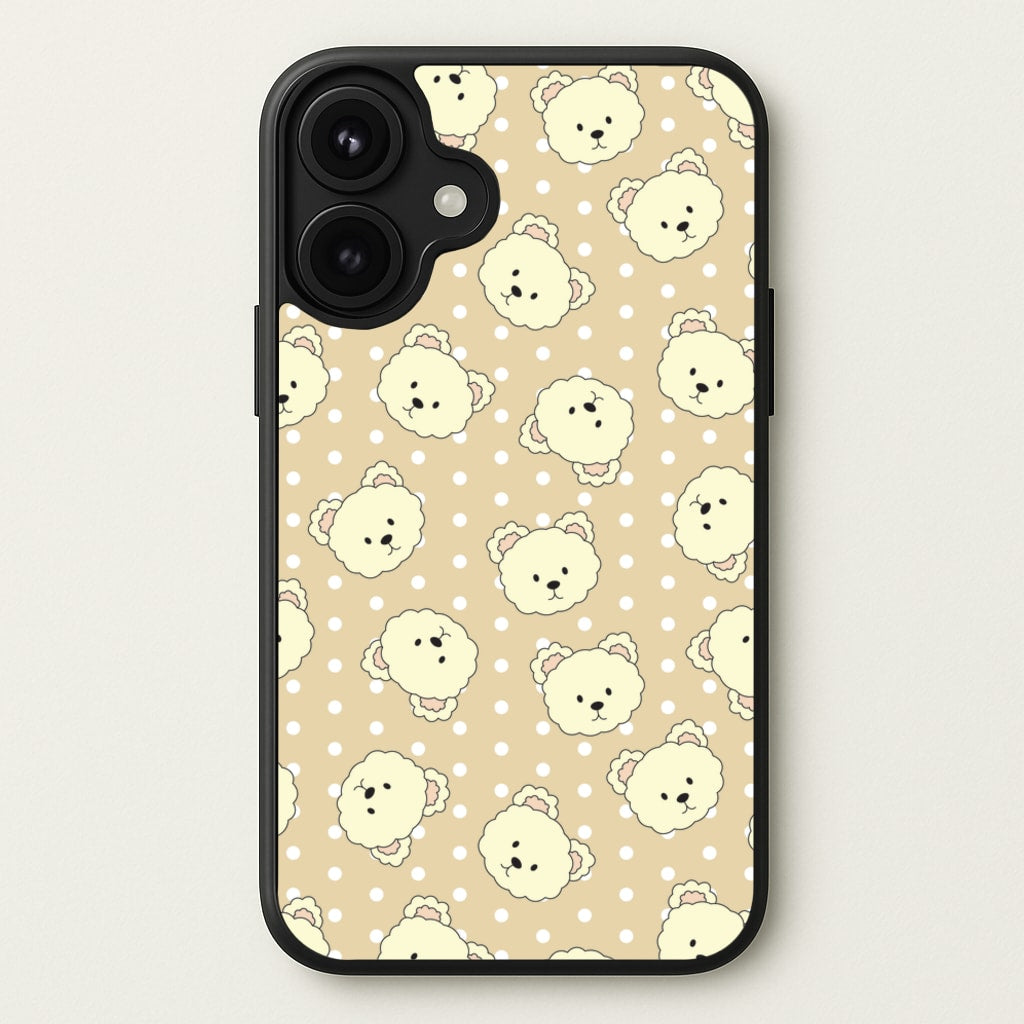 Cream Teddy Bears And Dots Pattern Phone Case for iPhone 17