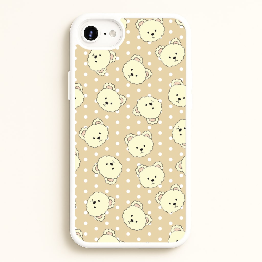 Cream Teddy Bears And Dots Pattern - Clean Girl Aesthetic Phone Case for iPhone 6 / 7 / 8 / SE