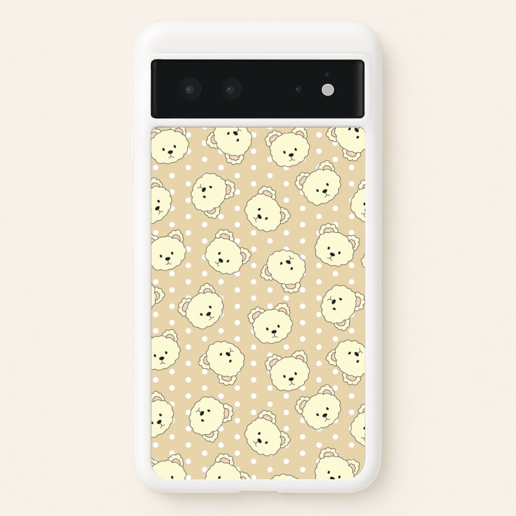 Cream Teddy Bears And Dots Pattern  - Clean Girl Aesthetic Phone Case for Google Pixel 6