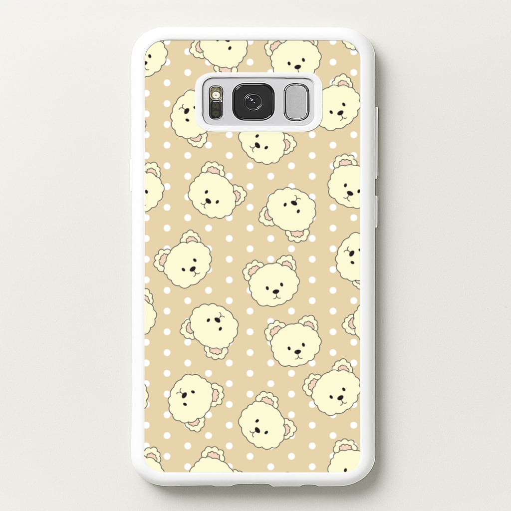 Cream Teddy Bears And Dots Pattern - Clean Girl Aesthetic Phone Case for Galaxy S8