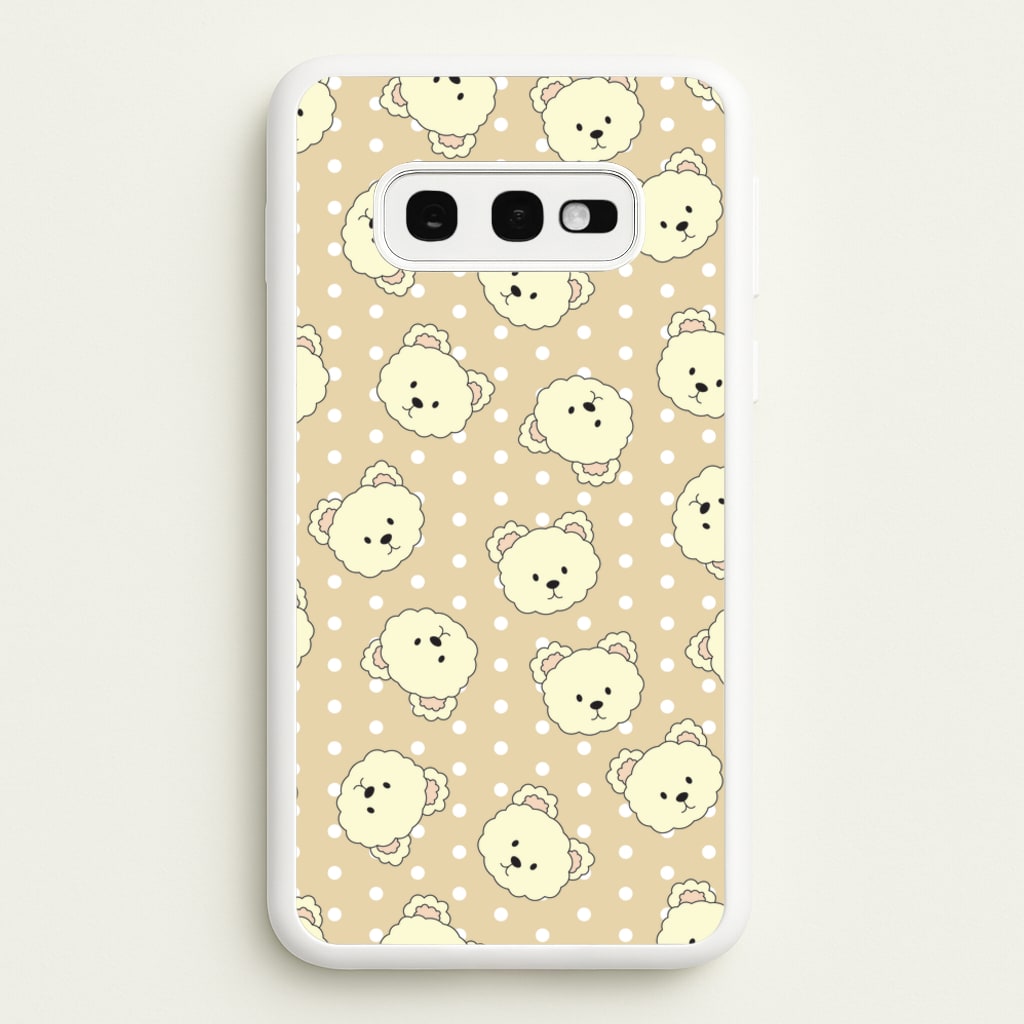 Cream Teddy Bears And Dots Pattern - Clean Girl Aesthetic Phone Case for Galaxy S10e