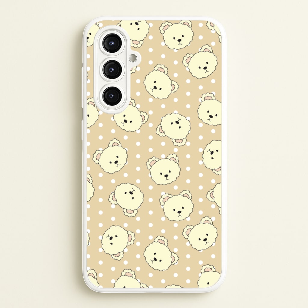 Cream Teddy Bears And Dots Pattern - Clean Girl Aesthetic Phone Case for Galaxy A16
