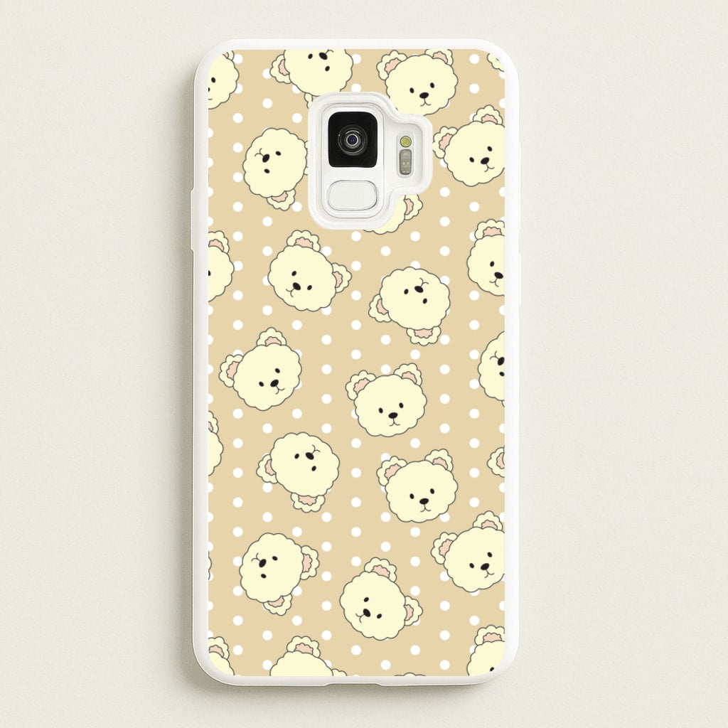 Cream Teddy Bears And Dots Pattern - Clean Girl Aesthetic Phone Case for Galaxy S9