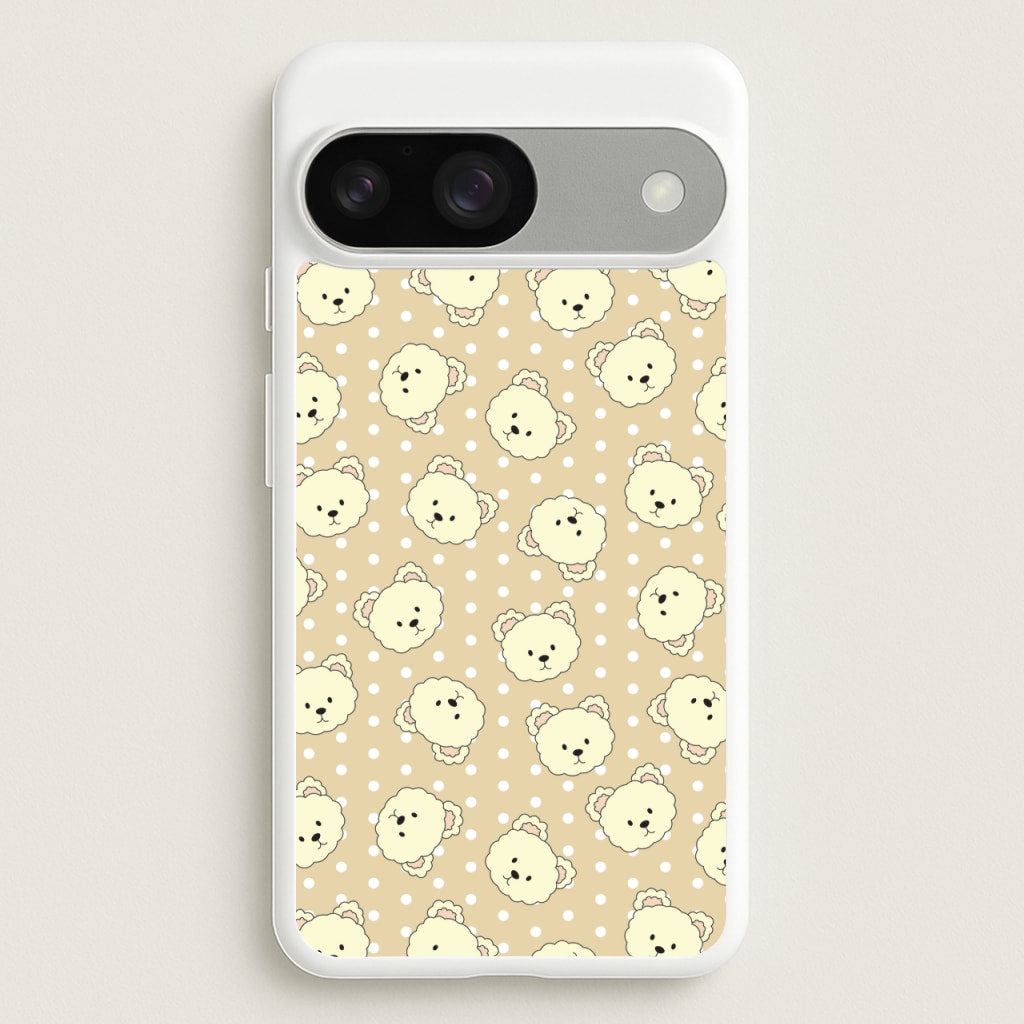 Cream Teddy Bears And Dots Pattern - Clean Girl Aesthetic Phone Case for Google Pixel 9 / 9 Pro