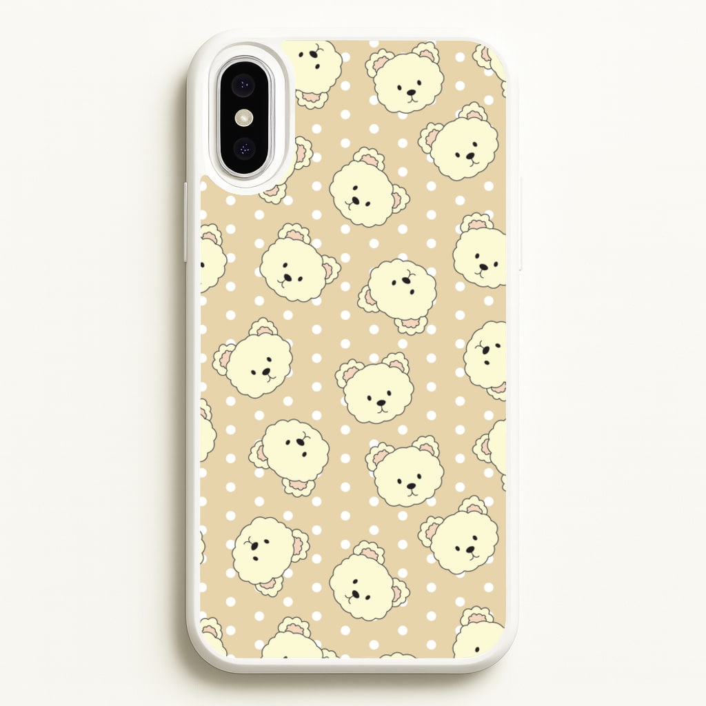 Cream Teddy Bears And Dots Pattern - Clean Girl Aesthetic Phone Case for iPhone XS Max