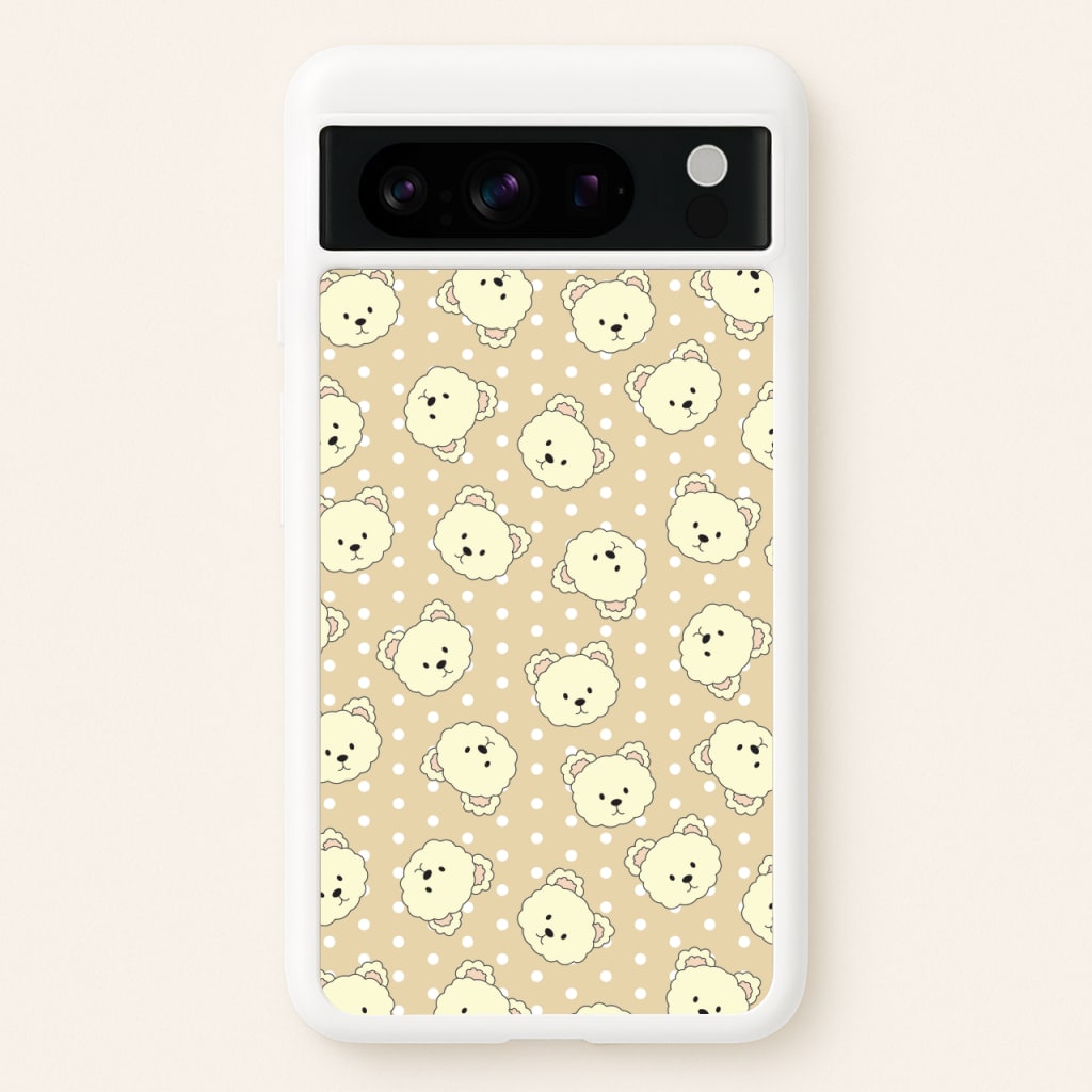 Cream Teddy Bears And Dots Pattern  - Clean Girl Aesthetic Phone Case for Google Pixel 8 Pro