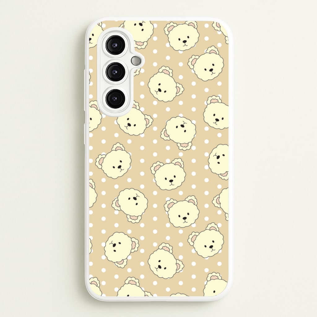 Cream Teddy Bears And Dots Pattern - Clean Girl Aesthetic Phone Case for Galaxy A14