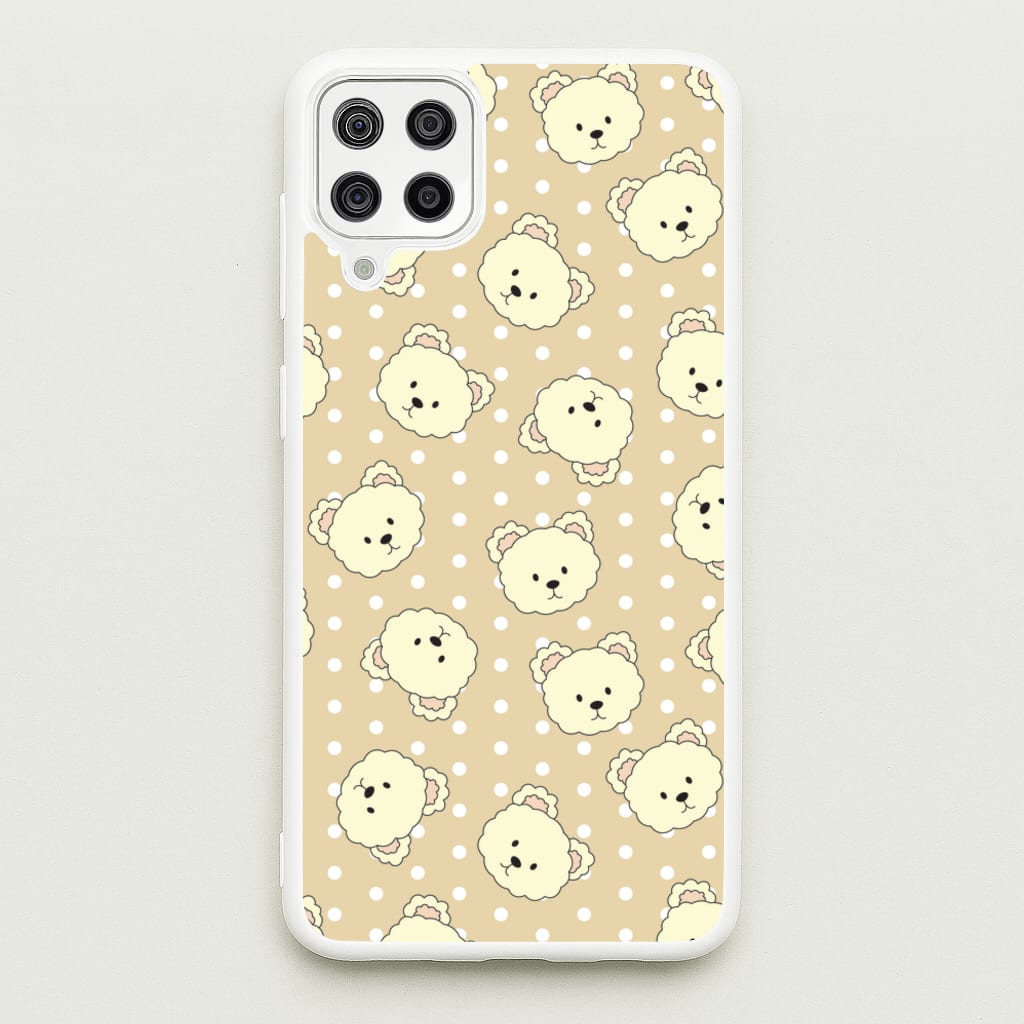Cream Teddy Bears And Dots Pattern - Clean Girl Aesthetic Phone Case for Galaxy A12