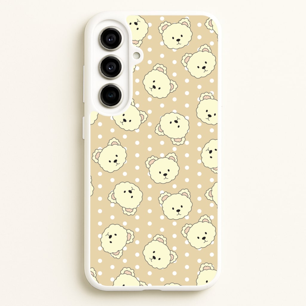 Cream Teddy Bears And Dots Pattern - Clean Girl Aesthetic Phone Case for Galaxy A56