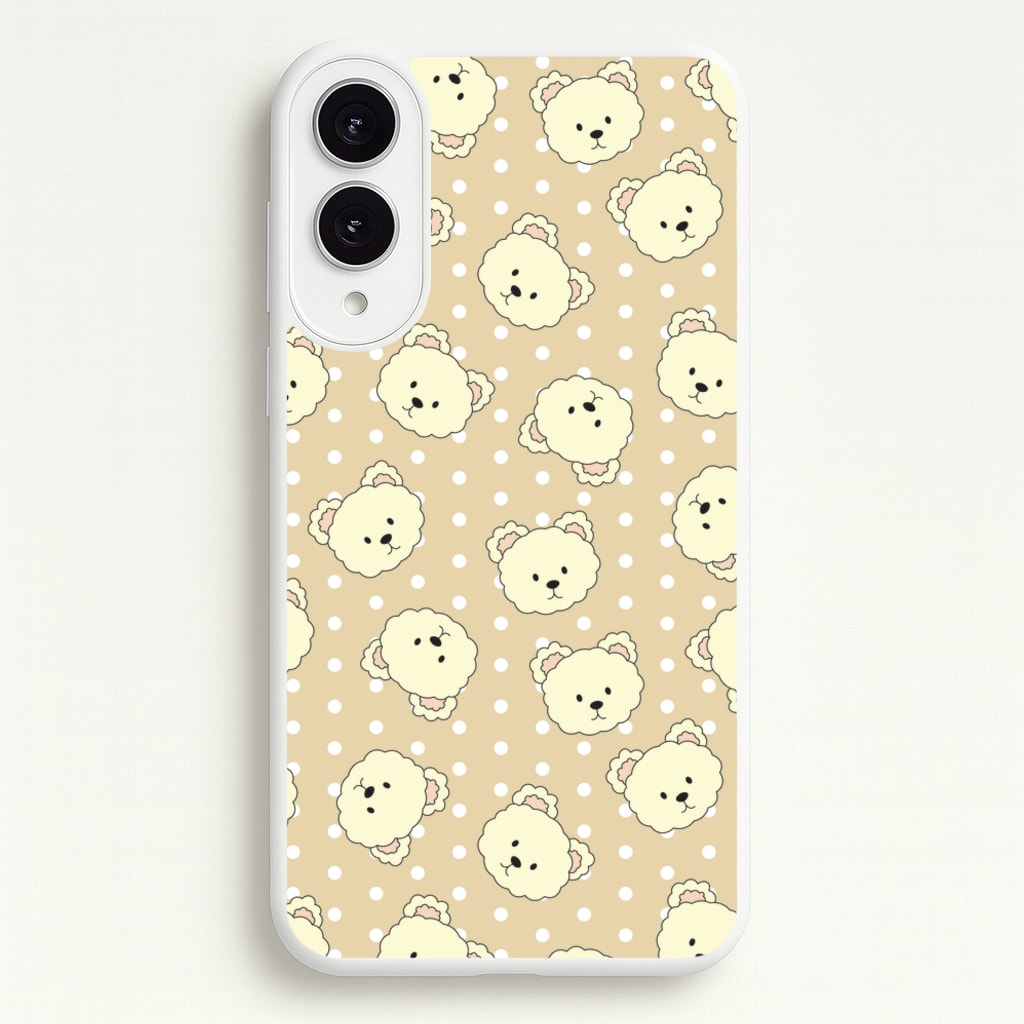 Cream Teddy Bears And Dots Pattern - Clean Girl Aesthetic Phone Case for Galaxy S25 Edge