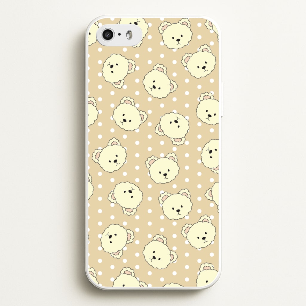 Cream Teddy Bears And Dots Pattern - Clean Girl Aesthetic Phone Case for iPhone 5 / 5s / SE 2016