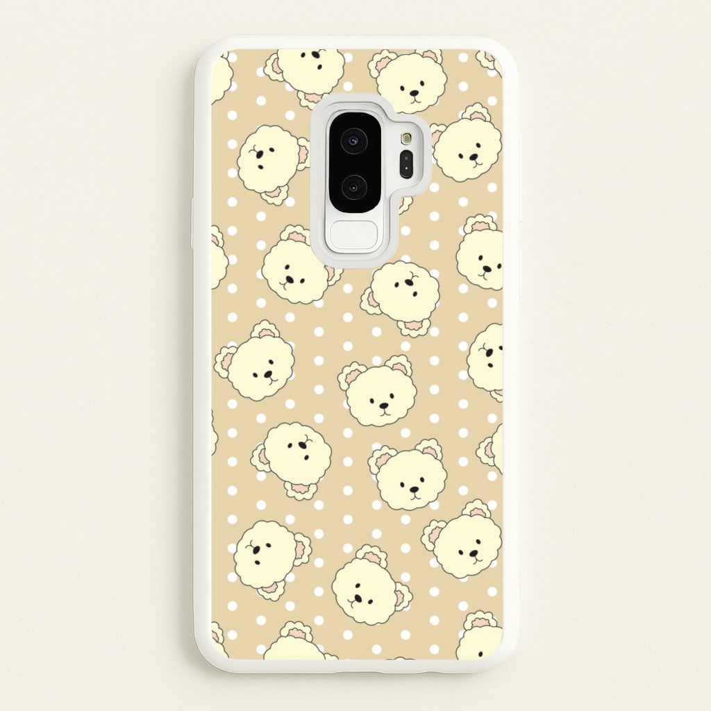 Cream Teddy Bears And Dots Pattern - Clean Girl Aesthetic Phone Case for Galaxy S9 Plus
