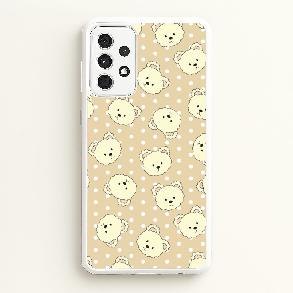 Cream Teddy Bears And Dots Pattern - Clean Girl Aesthetic Phone Case for Galaxy A52 / A52s