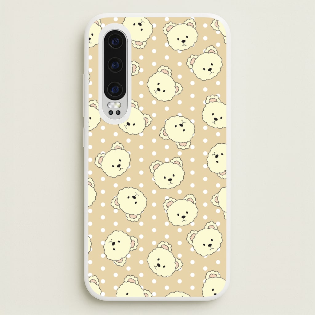 Cream Teddy Bears And Dots Pattern - Clean Girl Aesthetic Phone Case for Huawei P30