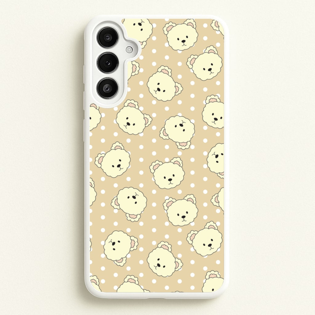 Cream Teddy Bears And Dots Pattern - Clean Girl Aesthetic Phone Case for Galaxy A36