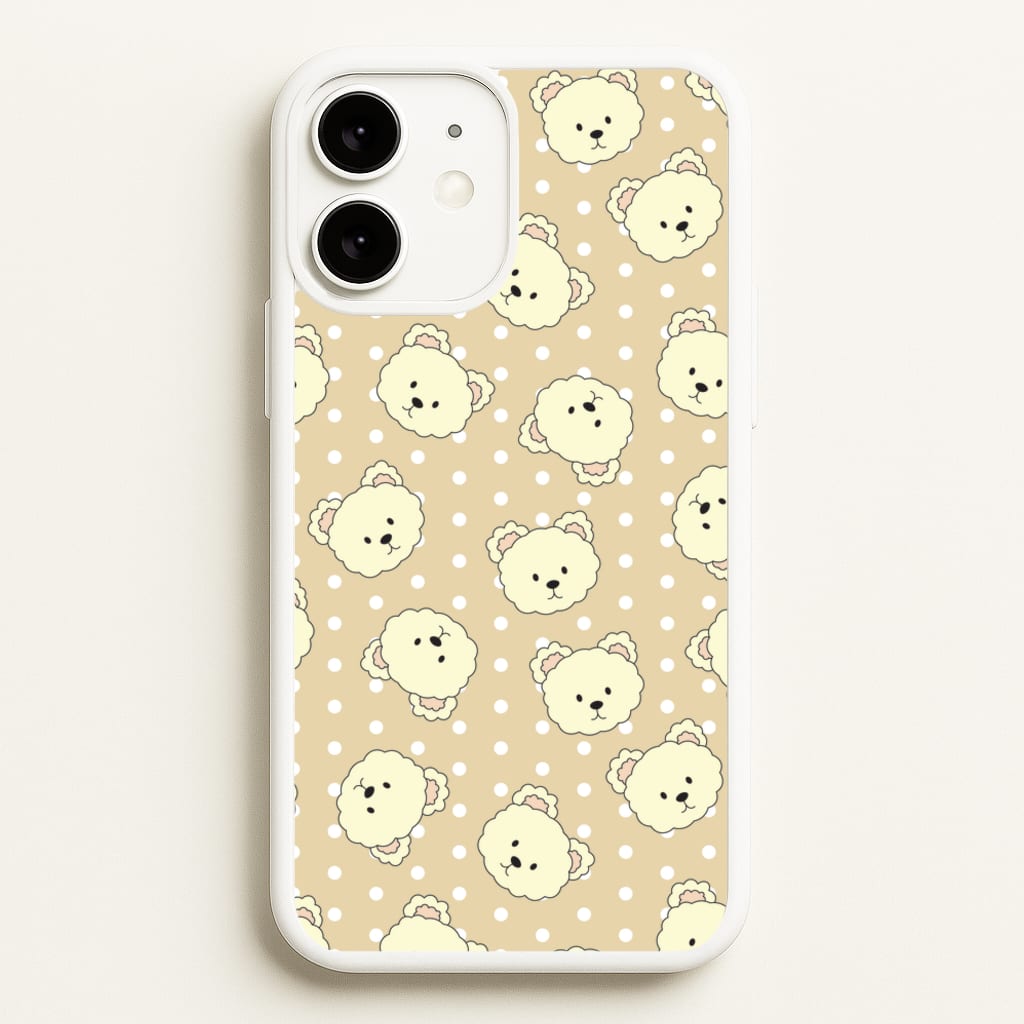 Cream Teddy Bears And Dots Pattern - Clean Girl Aesthetic Phone Case for iPhone 11