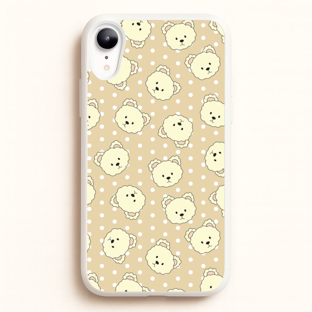 Cream Teddy Bears And Dots Pattern - Clean Girl Aesthetic Phone Case for iPhone XR