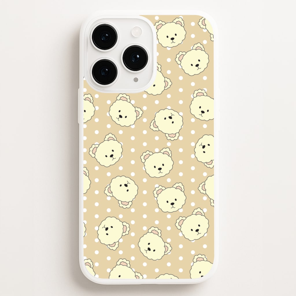 Cream Teddy Bears And Dots Pattern - Clean Girl Aesthetic Phone Case for iPhone 11 Pro