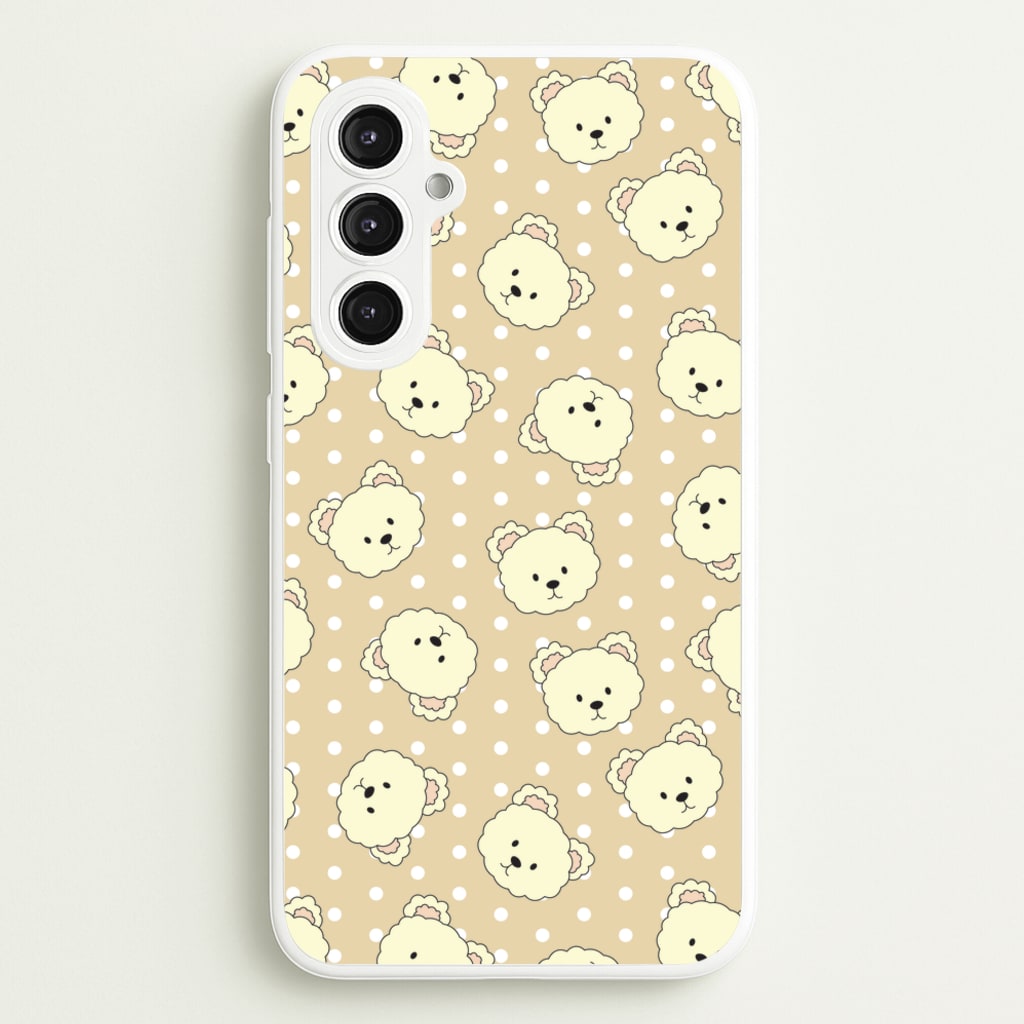 Cream Teddy Bears And Dots Pattern - Clean Girl Aesthetic Phone Case for Galaxy S23FE