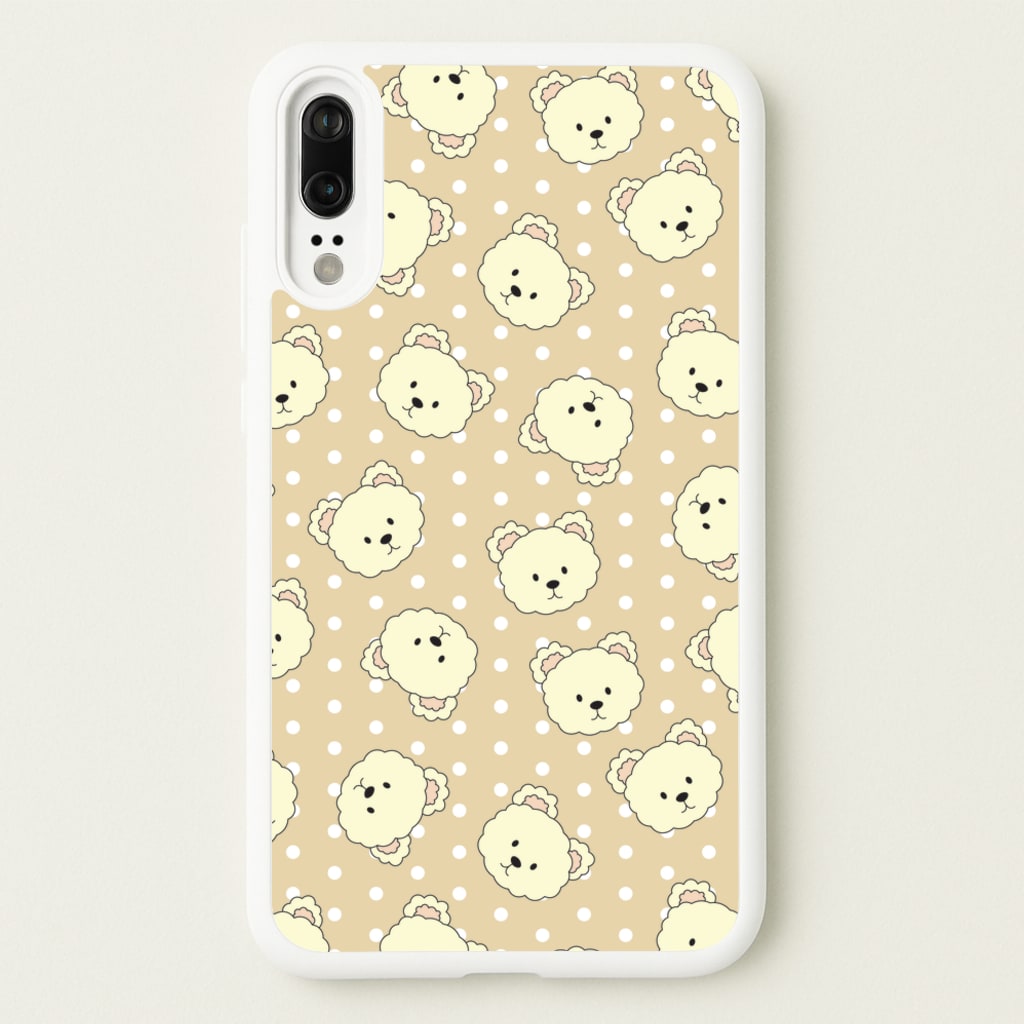 Cream Teddy Bears And Dots Pattern - Clean Girl Aesthetic Phone Case for Huawei P20