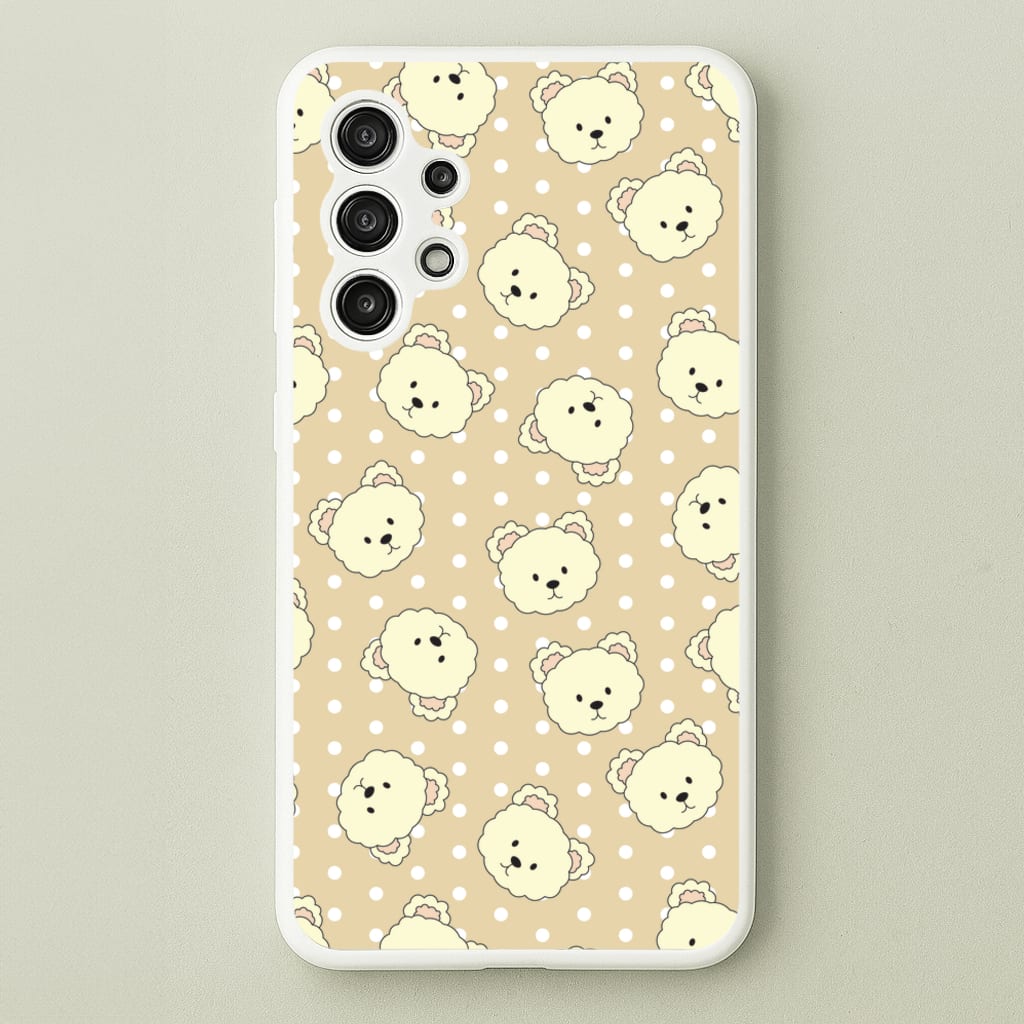 Cream Teddy Bears And Dots Pattern - Clean Girl Aesthetic Phone Case for Galaxy A13